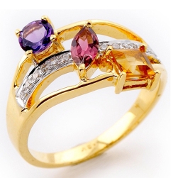 Dedicated to the beautiful soul of a miracle called ‘Woman’! 18K Yellow Gold Ring with Amethyst, Citrine, Pink Tourmaline Color Stones and Diamonds.